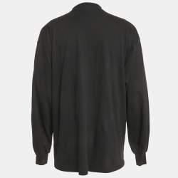 Pre Owned Balenciaga Unisex Black Brand Website Embroidered Cotton Distressed Sweatshirt M