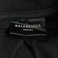 Pre Owned Balenciaga Unisex Black Brand Website Embroidered Cotton Distressed Sweatshirt M
