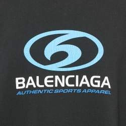 Balenciaga Black Logo Printed Cotton Distressed Sweatshirt M