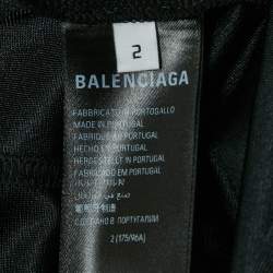 Pre Owned Balenciaga Black Logo Embroidery Cotton Knit Oversized Hoodie M