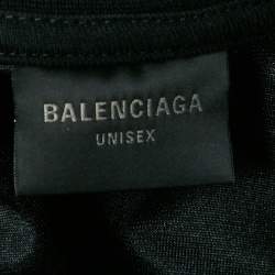 Pre Owned Balenciaga Black Logo Embroidery Cotton Knit Oversized Hoodie M