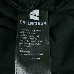 Pre Owned Balenciaga Black Printed Jersey Distressed Crew Neck T-Shirt L