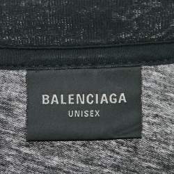 Pre Owned Balenciaga Black Printed Jersey Distressed Crew Neck T-Shirt L