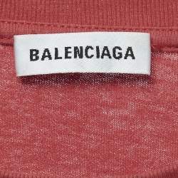 Balenciaga Red Logo Print Cotton Knit Crew Neck T-Shirt XS