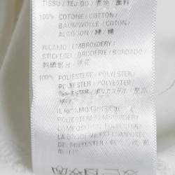 مملوكة مسبقًا Balenciaga White Logo Embroidery Cotton Crew Neck T-Shirt S