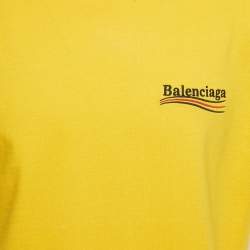 Balenciaga Unisex Yellow Logo Embroidered Jersey T-Shirt XXS