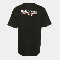 Balenciaga Black Logo Print Cotton Crew Neck T-Shirt S