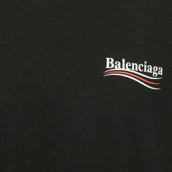 Balenciaga Black Logo Print Cotton Crew Neck T-Shirt S