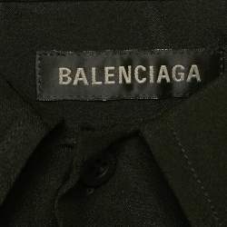 Balenciaga Black Patterned Silk Buttoned Half Sleeve Shirt M