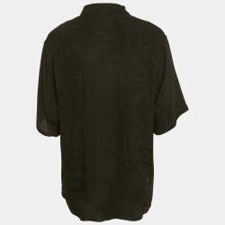 Balenciaga Black Patterned Silk Buttoned Half Sleeve Shirt M