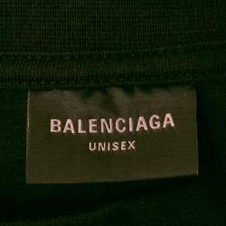Balenciaga Black Logo Print Cotton Round Neck T-Shirt M