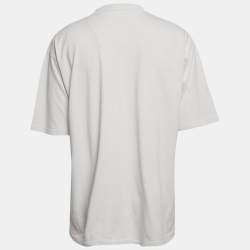 مملوكة مسبقًا Balenciaga Unisex Light Grey Logo Embroidered Jersey T-Shirt M