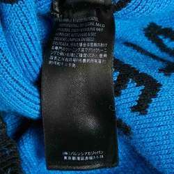 مملوكة مسبقًا Balenciaga Blue Monogram Cotton Knit Crew Neck Sweater M