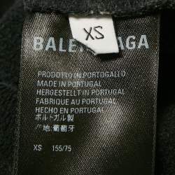 Pre Owned Balenciaga Unisex Grey Logo Embroidered Cotton Hoodie XS