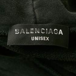 Pre Owned Balenciaga Unisex Grey Logo Embroidered Cotton Hoodie XS