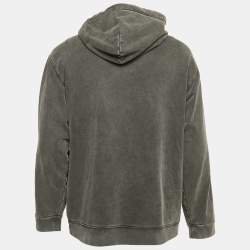 Pre Owned Balenciaga Unisex Grey Logo Embroidered Cotton Hoodie XS