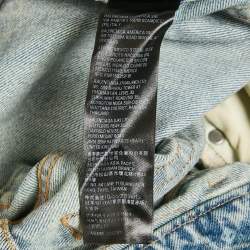 Balenciaga Unisex Blue Logo Over All Faded Denim Straight Leg Jeans S Waist 30"