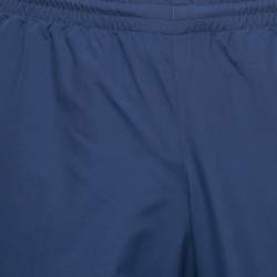 Balenciaga Navy Blue Logo Print Nylon Pants XS