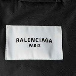 Balenciaga Black Polyester Double Layered Hooded Zip Front Jacket S