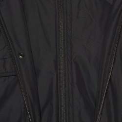 Balenciaga Black Polyester Double Layered Hooded Zip Front Jacket S