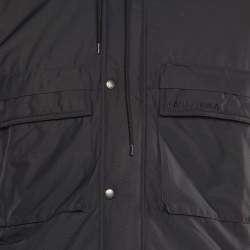 Balenciaga Black Polyester Double Layered Hooded Zip Front Jacket S