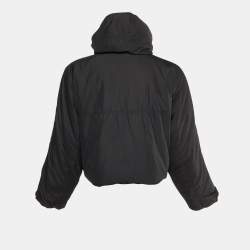 Balenciaga Black Polyester Double Layered Hooded Zip Front Jacket S
