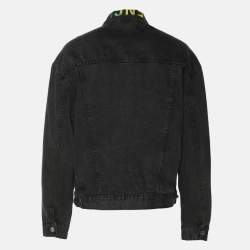 Balenciaga Dark Grey Denim Rainbow Logo Embroidered Jackets M