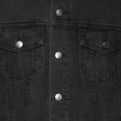 Balenciaga Dark Grey Denim Rainbow Logo Embroidered Jackets M