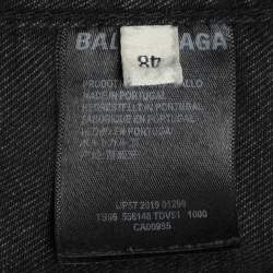 Balenciaga Dark Grey Denim Rainbow Logo Embroidered Jackets M