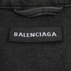 Balenciaga Dark Grey Denim Rainbow Logo Embroidered Jackets M