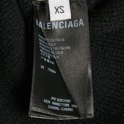 Balenciaga Black Athletes Rib Knit Crew Neck Sweatshirt XS