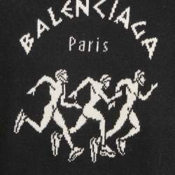 Balenciaga Black Athletes Rib Knit Crew Neck Sweatshirt XS