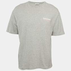 Balenciaga Grey Campaign Logo Print Jersey T-Shirt XS