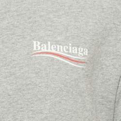 Balenciaga Grey Campaign Logo Print Jersey T-Shirt XS