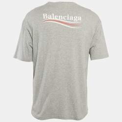 Balenciaga Grey Campaign Logo Print Jersey T-Shirt XS