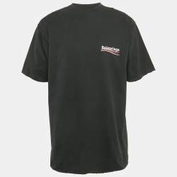 Balenciaga Unisex Black Distressed Jersey Campaign Oversized T-Shirt XXS