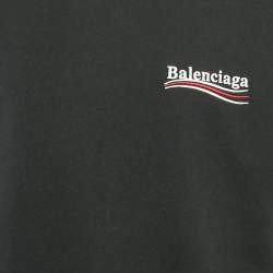 Balenciaga Unisex Black Distressed Jersey Campaign Oversized T-Shirt XXS