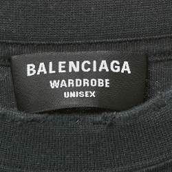 Balenciaga Unisex Black Distressed Jersey Campaign Oversized T-Shirt XXS