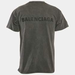 Pre Owned Balenciaga Grey Logo Embroidered Jersey T-Shirt XS