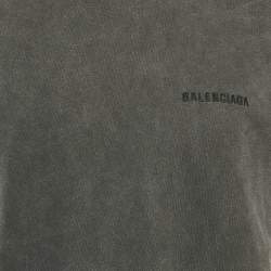 Pre Owned Balenciaga Grey Logo Embroidered Jersey T-Shirt XS