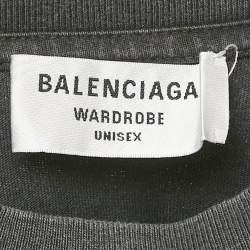 Pre Owned Balenciaga Grey Logo Embroidered Jersey T-Shirt XS