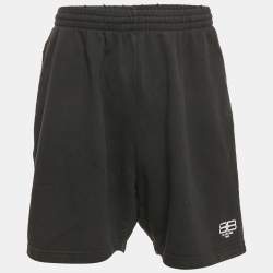 Balenciaga Black Knit Logo Embroidered Shorts M