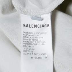Balenciaga Off White Logo Print Jersey Crew Neck T-Shirt M
