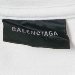 Balenciaga Off White Logo Print Jersey Crew Neck T-Shirt M