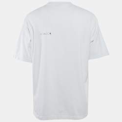 Balenciaga Off White Logo Print Jersey Crew Neck T-Shirt M