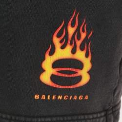 Pre Owned Balenciaga Black Cotton Knit Logo printed Shorts M