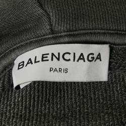 Balenciaga Grey Cotton Pocket Detail Oversized Hoodie S