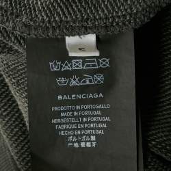 Balenciaga Grey Cotton Pocket Detail Oversized Hoodie S