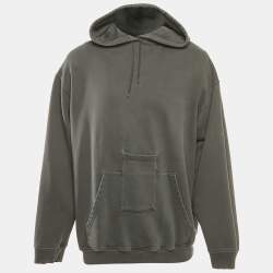 Balenciaga Grey Cotton Pocket Detail Oversized Hoodie S