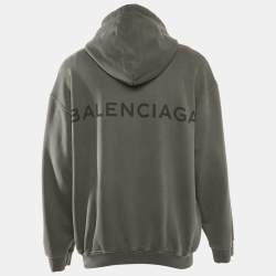 Balenciaga Grey Cotton Pocket Detail Oversized Hoodie S